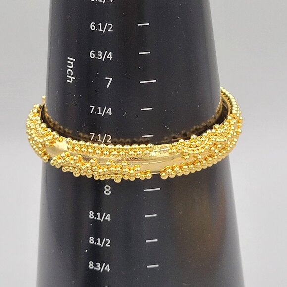 Gold Tone Studded Beaded Bangle Bracelet Stackable Retro Style Up to 7 1/2" - Picture 5 of 5